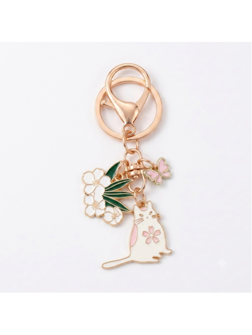 NEW Cat Cherry Blossom Keychain